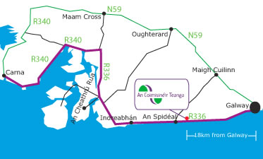 The office is located between Galway and An Spidéal, 2km east of An Spidéal.